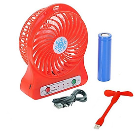 Mua Combo Quạt Mini Tốc Độ Pin Sạc + Tặng Kèm Cáp Sạc Và QUẠT USB 2 CÁNH ( giao màu ngẫu nhiên)