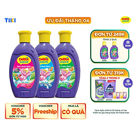 Combo 3 chi Sữa Tắm Gội cho bé Carrie Junior 280gchai 1 Cherry  1 Grapeberry  1 Tinh Chất Sữa