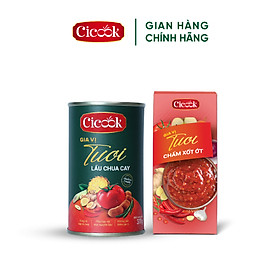 [SET LẨU - CHẤM] 1 Lon Xốt lẩu Chua Cay Cicook 400G + 1 Hộp Xốt Chấm Cicook (5 tặng 1) 180G