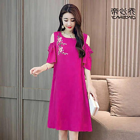 Đầm suông đầm oversize thêu hoa thời trang Hàn Quốc Dona21072204