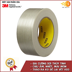 Băng keo cường lực gia cường sợi thủy tinh 50m 3M 897 - chiu được mài mòn, độ ẩm, ko chảy keo và tháo không để lại vết keo