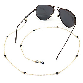 Dây chuyền đeo kính vàng thủy tinh pha lê đen black stone dây buộc kính mát phụ kiện kính thời trang dây đeo khẩu trang mask airpod tai nghe