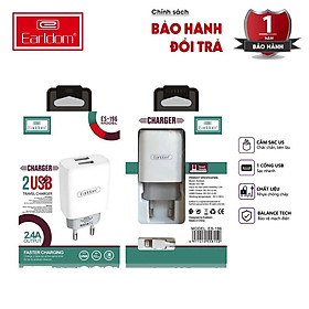 Mua Củ sạc nhanh 5V/2.4A ES Earldom-196  2 cổng USB dùng cho điện thoại di động  máy tính bảng  hàng chính hãng bh 1 năm