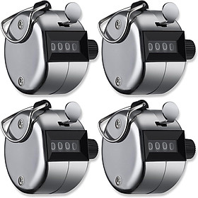 Bộ đếm 4 chiếc Bộ đếm tay Clicker Bộ đếm cầm tay kỹ thuật số Clicker Tally Vỏ kim loại Bộ đếm cơ học Bộ đếm thủ công Vòng đeo tay cho trường học Người chơi gôn đan Vòng tròn chơi gôn Vòng tròn đan bạc