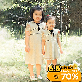 Đầm cho bé gái chất liệu ren phối viền dễ thương xinh xắn GUMAC DKA356 màu Kem ( dành cho bé gái từ 12 tháng đến 7 tuổi)