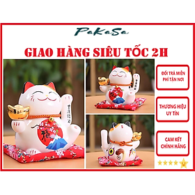 Mua Mèo Thần Tài Maneki Neko Vẫy Tay Chiêu Tài Lộc Bằng Gốm Sứ Tặng Kèm Túi Lót PaKaSa - Hàng Chính Hãng
