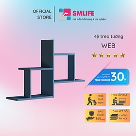 Kệ gỗ treo tường trang trí hiện đại SMLIFE Web  | Gỗ MDF dày 17mm chống ẩm | D80xR20xC60cm - Màu