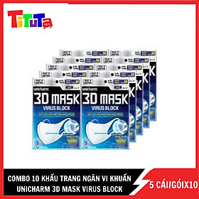 Bộ 10 gói Khẩu Trang Unicharm 3D Mask Superfit Ngăn Virút