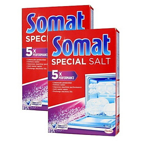 Bộ 2 muối rửa ly chén chuyên dùng cho máy Somat Special Salt 5x - Chính hãng Đức 1,2 Kg