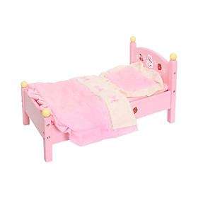 Baby Doll Bed Wooden Furniture Bedroom for 1:6 Doll DIY Scene Role Play