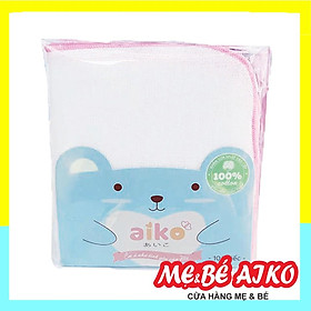 Khăn Sữa Xuất Nhật Aiko 4 lớp 25x25 10 cái túi - Màu Viền Khăn Ngẫu Nhiên