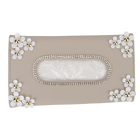 With Chrysanthemum Car Interior Storage Decoration Crystal Paper Box Tissue Napkins Bag Organize Car Sun Visor Tissue Box Holder