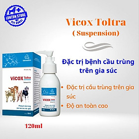 Dung dịch Vicox Toltra suspension - Phòng và tiêu diệt cầu trùng trên thỏ, heo con, bê, nghé,120ml