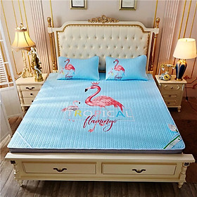 Chiếu điều hòa chất vải tencel dùng quanh năm - 3D Hạc Đỏ - Tặng kèm 1 móc khóa Houston