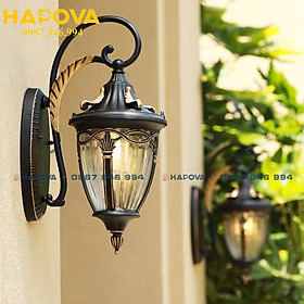 Mua Đèn gắn tường trang trí ngoài trời HAPOVA 1302 đen + Tặng kèm bóng led AS Vàng