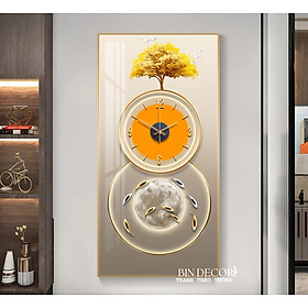 Mua Tranh treo tường đồng hồ cách điệu họa tiết sang trọng khổ dọc kèm đinh treo