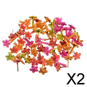 2x100pcs 7.5mm Flower Shape Mini Brads Paper Fastener Scrapbooking Crafts