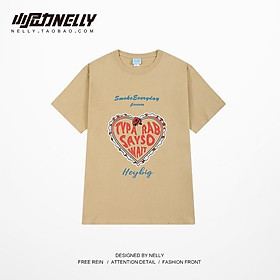 Áo Phông Nelly Heybig chính hãng Oversize Cho Nam Và Nữ Dành Cho Người Thích Hợp Thiết Kế In trái tím - Màu Mơ