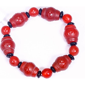 Vòng tay đá mã não đỏ khắc lục tự minh chú mệnh hỏa, thổ - Ngọc Quý Gemstones