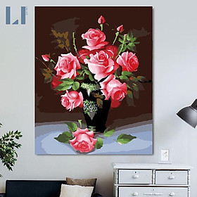Mua Tranh sơn dầu số hoá có khung LIM Art -Tranh tô màu theo số hoa hồng T5103
