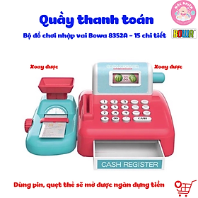 Đồ chơi siêu thị Bowa 8352A, quầy thanh toán 15 món có dùng pin