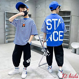 Đồ bộ bé trai, set áo ngắn tay quần dài phong cách hiphop cho bé trai size 20-60kg chất cotton mềm mịn mát