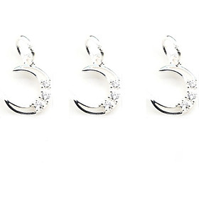 Combo 3 cái charm bạc mặt trăng đính đá treo - Ngọc Quý Gemstones