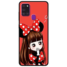 Ốp lưng dành cho Samsung Galaxy A21s mẫu Cô Gái Đầm Chấm Bi