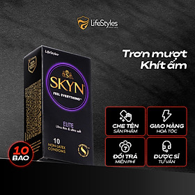 Bao cao su siêu mỏng, trơn mượt LifeStyles SKYN Elite - Non-latex không mùi cao su - 10 bao