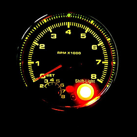 3.75" Black Face Tachometer Gauge with Shift Light for Auto Car 95mm