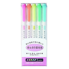 Set 5 Bút đánh dấu highlight Zebra Mildliner