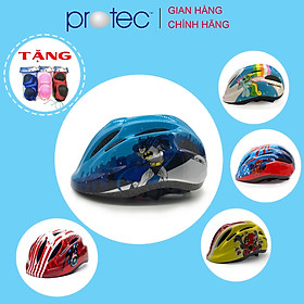 Nón bảo hiểm xe đạp trẻ em Protec SMILE cho bé trai từ 1-12 tuổi, họa tiết mạnh mẽ, năng động, có đèn hậu an toàn- Hàng chính hãng - BATMAN - size M