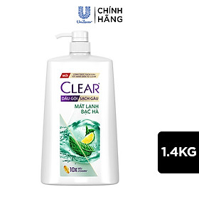 Dầu Gội Clear Sạch Gàu Dầu Gội Sạch Gàu Mát Lạnh Bạc Hà 3X Sức Mạnh Đánh Bay Gàu, Ngứa, Vi Khuẩn 1.4kg