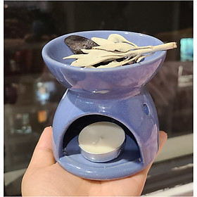 Mua Sét bếp đốt thảo mộc thanh tẩy nhà cửa cơ bản - Bếp TM màu ngẫu nhiên +3-5 quả bồ kết nhỏ + 1 nhánh xô thơm trắng + 1 viên nến