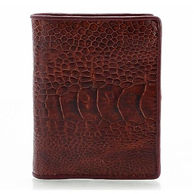 HP2422 - Bóp nam Huy Hoàng da đà điểu da trơn kiểu đứng màu nâu đỏ