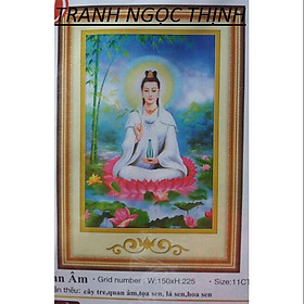 Mua Tranh thêu chữ thập Phật quan âm AL53400- 45x62cm