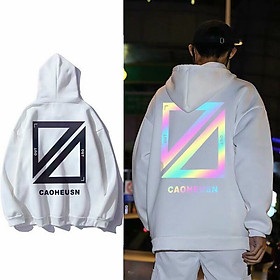 Áo Hoodie phản quang 7 màu CAOHEUSN form dưới 70kg decan in xịn, áo khoác hoodie in hình tam giác unisex dáng rộng quảng châu phong cách hàn quốc, áo hoodie nam, áo hoodie nữ
