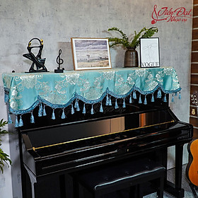Mua Khăn Phủ Đàn Piano Xanh Ngọc Lam  Tua Rua Chùm KU-019