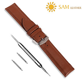 Dây Da Đồng Hồ Da Bò SAM Leather SAM011BW - Màu vàng bò, Lựa chọn màu sắc và chiều rộng tương thích ( Apple 1,2,3,4,5 - Đồng Hồ cổ Điển - Các Loại Swatch )