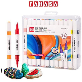 Hộp 24 Bút Màu Acrylic 2 Đầu - Deli HM924-24