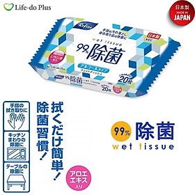 Khăn ướt khử trùng, không mùi Life-do.Plus 20 tờ có cồn - nội địa Nhật Bản