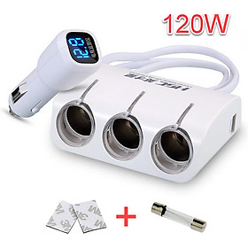 Mua Chia tẩu Ô tô 1 ra 3 công suất 120W có cổng sạc USB và báo điện áp