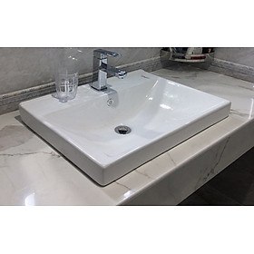 Mua CHẬU RỬA MẶT  VABO BÁN ÂM DƯƠNG VÀNH CAO CẤP  NHẬP KHẨU CHÍNH HÃNG GROVES 1804 50x42 cm