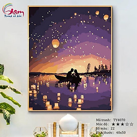 Mua Tranh tô màu theo số sơn dầu số hóa Đèn lồng tình yêu TY4070