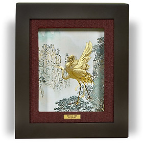 Tranh Vàng 24K PRIMA ART - Tùng Hạc Diên Niên - Kích thước 18 x 20 cm - CGS-0150-51