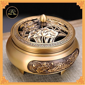 Mua Lư đồng xông trầm - lư đốt trầm thay cho thác khói trầm hương  đồ thờ cúng shop Diệu Tâm mẫu Lư 3 chân khắc sen