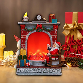 Christmas Fireplace Collectable Figurine Christmas Fireplace Figurine Christmas Fireplace with Light for Table Decor