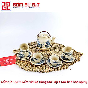 Bộ trà men rạn sơn thủy dáng lõm Gốm Sứ G&T