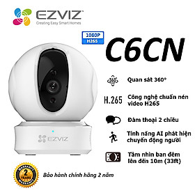 Mua Camera WI-FI EZVIZ C6CN-H.265  2MP  Ture WDR  Trong Nhà Đàm Thoại 2 Chiều  theo Phát Hiện Người Chuyển Động Thông Minh--Hàng Chính Hãng