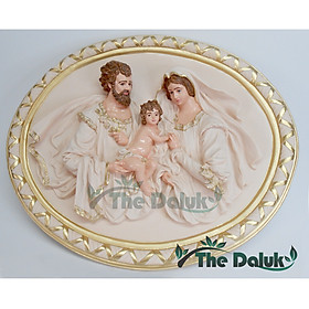 Phù Điêu Gia Đình Chúa Hình Oval dài 54 cm Trang Trí Phòng Khách - PDT02